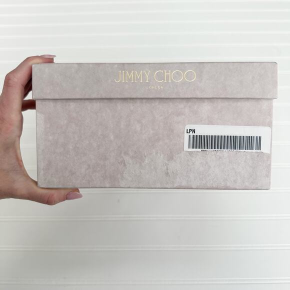 Jimmy Choo Meira 85 Heeled Sandals Off-White Latte Crystal Rhinestone Heels 38.5 - Picture 11 of 13